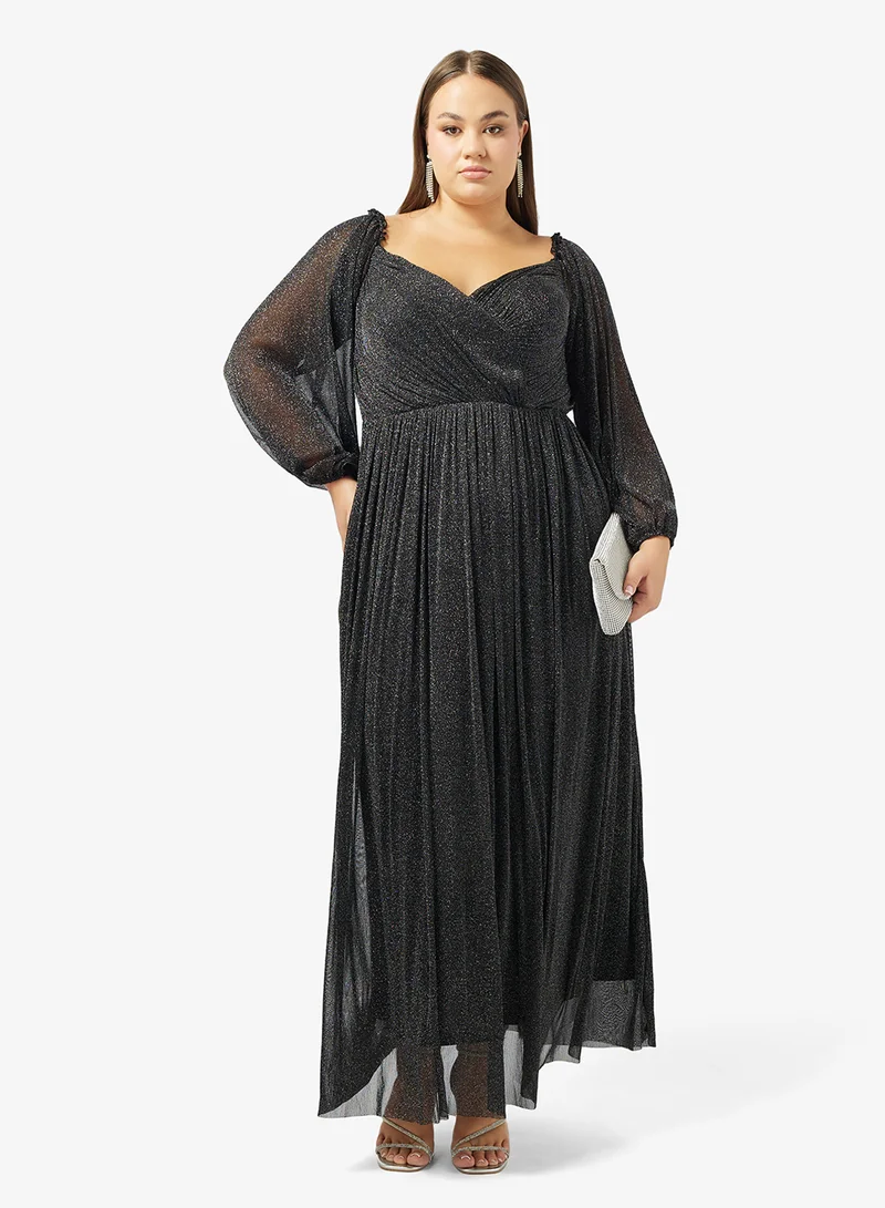 Ella Plus  Plus Size Cold Shoulder Shimmer Dress for Women | Best Price UAE